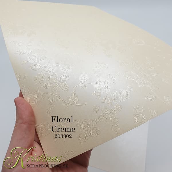 Papper A4 - Embossat Floral Creme - 20 ark - 220 g