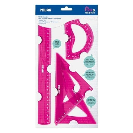 Milan Flexibelt Linjalset - Rosa - 4 delar