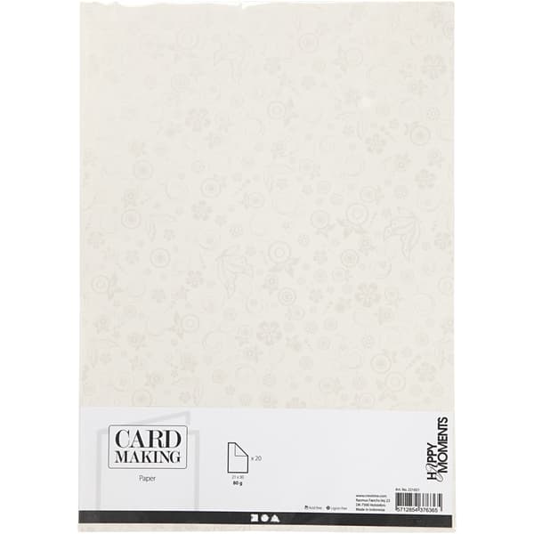 Mönstrade Papper A4 - Off White Swirl - 20 st