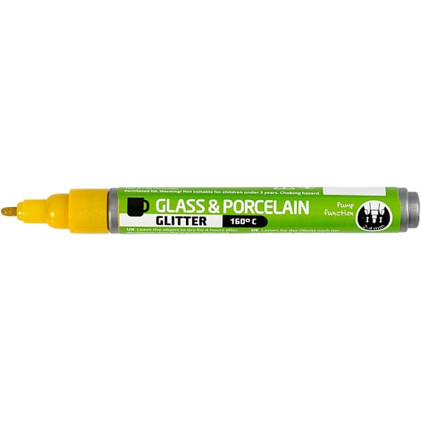 Porslin - Glaspenna - Opaque Glitter Gul 2-4 mm