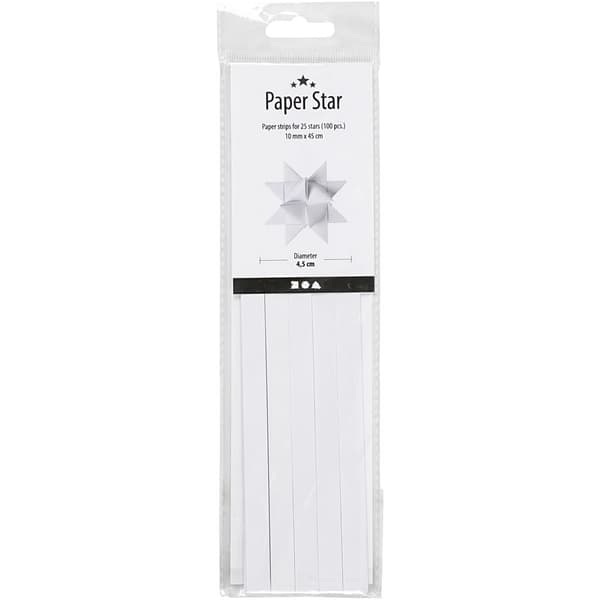 Pappersstrimlor till Stjärnor - Vit - 100 st