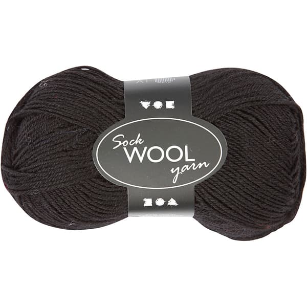 Strumpgarn - L: 200 m - Svart - 50 g