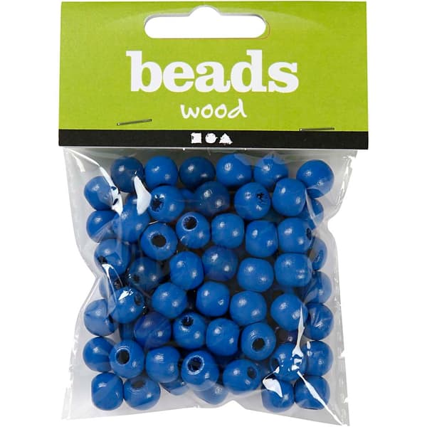 Träpärlor - 12 mm - Blå - 22 g - ca 40 st