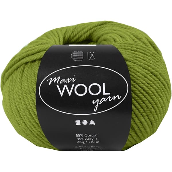 Maxi Wool Ullgarn - Olivgrön - 100 g