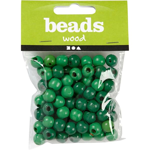 Träpärlor - 12 mm - Grön - 22 g - ca 40 st