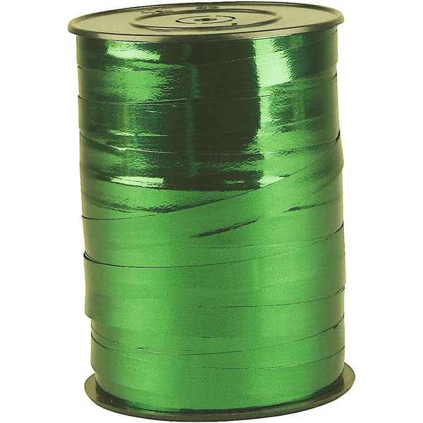 Presentsnöre - 10 mm - Metallgrön - 250m