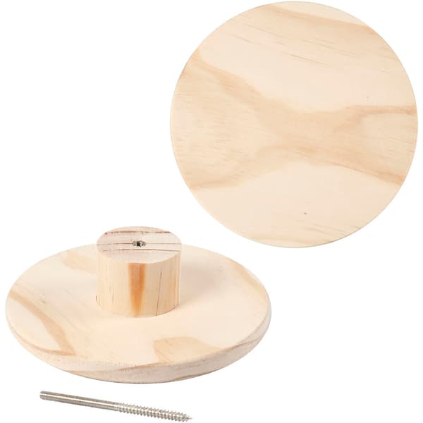 Träknopp Platt Rund - 15 cm - Furu