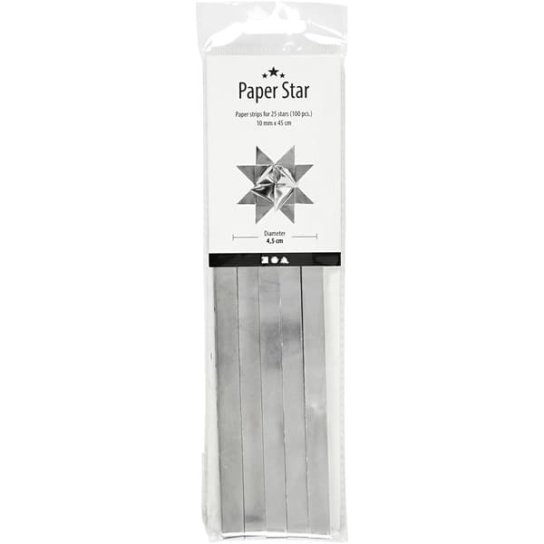 Pappersstrimlor till Stjärnor - Metallic Silver - 100 st
