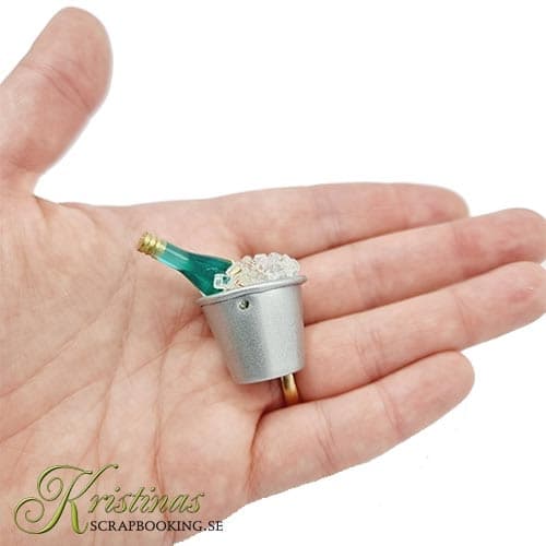 Miniatyr Champagne i ishink - 3 cm