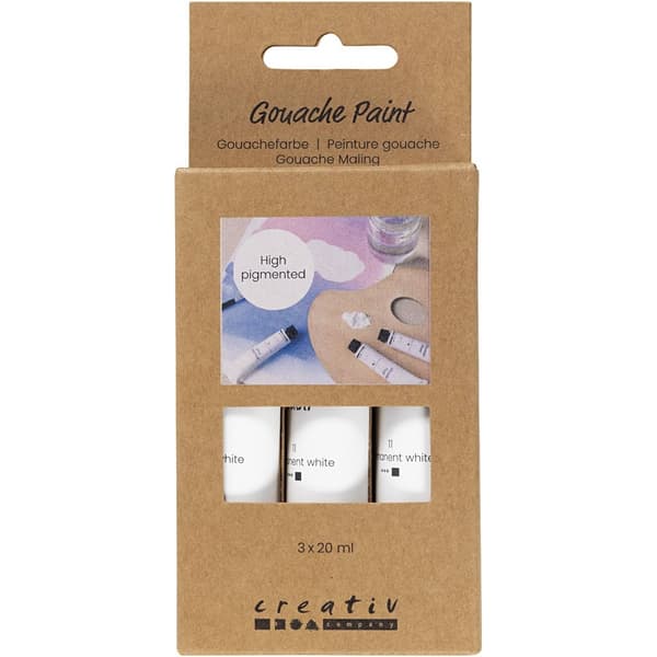 Gouachefärg vit 3×20 ml - Matt, täckande