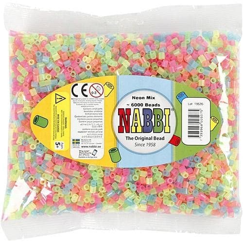 Nabbi Pärlor 6000 st - Mixade Neonfärger - Medium
