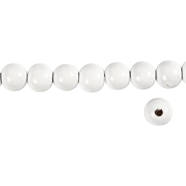 Träpärlor - 12 mm - Vit - 22 g - ca 40 st
