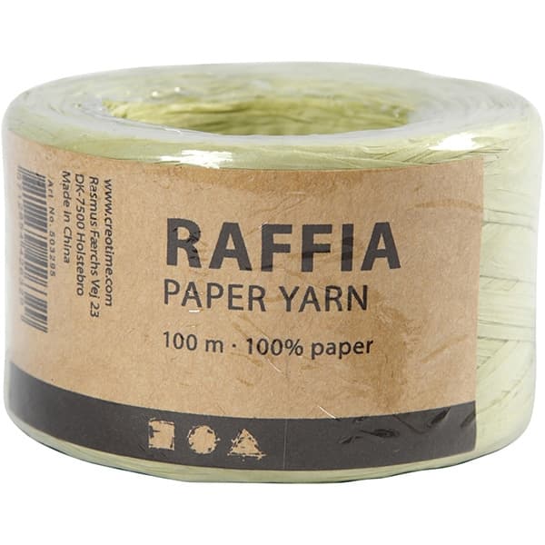 Pappersgarn - Ljusgrön - 100 m - Raffia