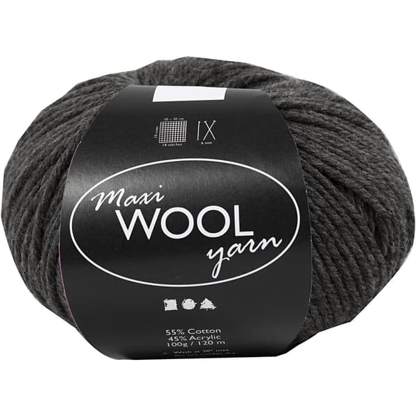 Maxi Wool Ullgarn - Mörk Gråmelerad - 100 g