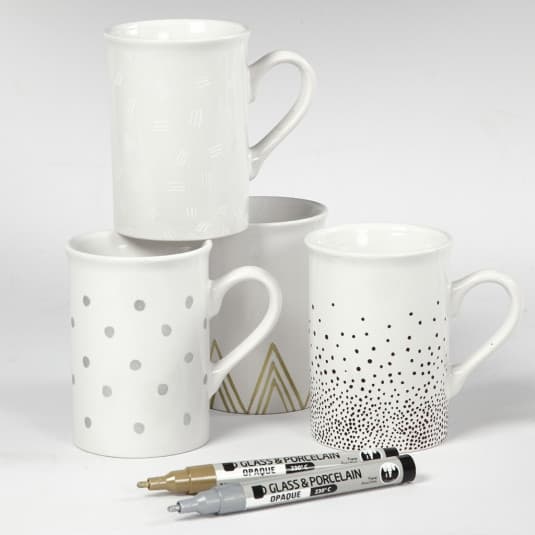 Mugg Vit Porslin - H: 10 cm - 245 ml - 2 st
