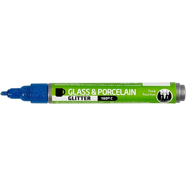 Porslin - Glaspenna - Opaque Glitter Blå 2-4 mm