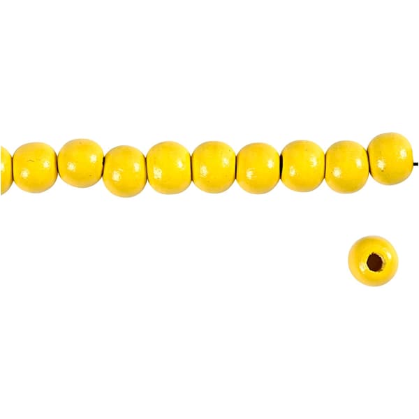 Träpärlor - 10 mm - Gul - 20 g - ca 70 st