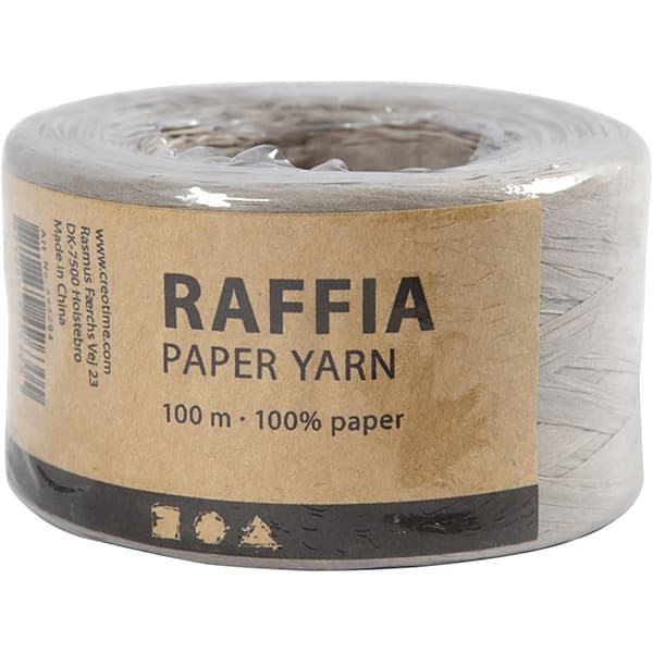 Pappersgarn - Ljusgrå - 100 m - Raffia