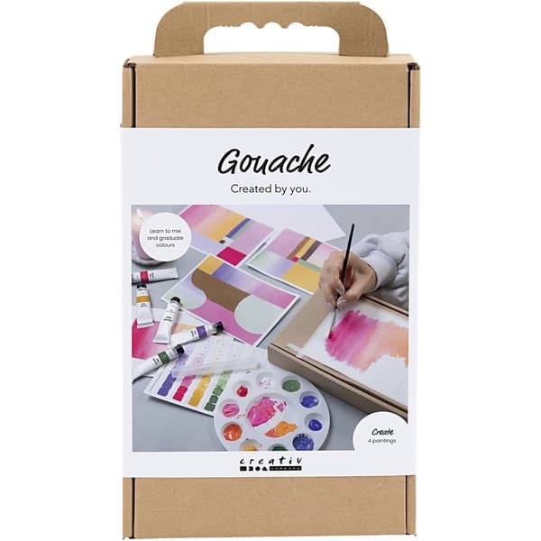 DIY Kit Gouachefärg - 4 Målningar - Komplett Startkit
