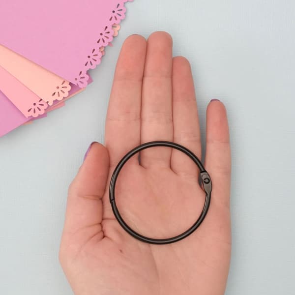 Bokring Metallring 50 mm - 12 st Ringar - Svart