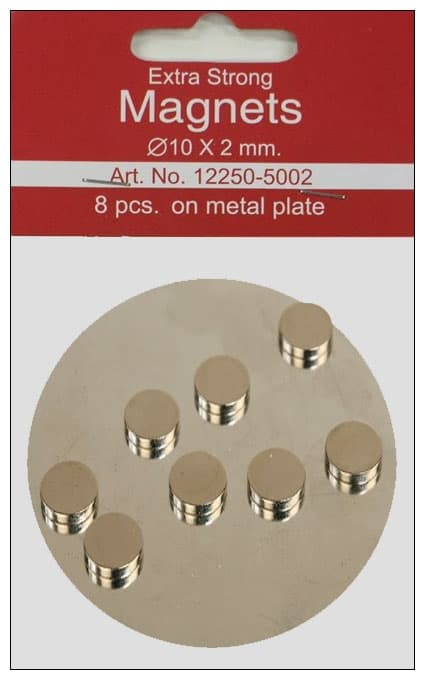 Power Magneter - 10 mm - Tjocklek 2 mm - 8 st