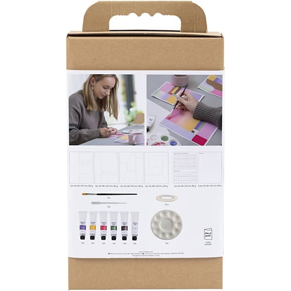 DIY Kit Gouachefärg - 4 Målningar - Komplett Startkit