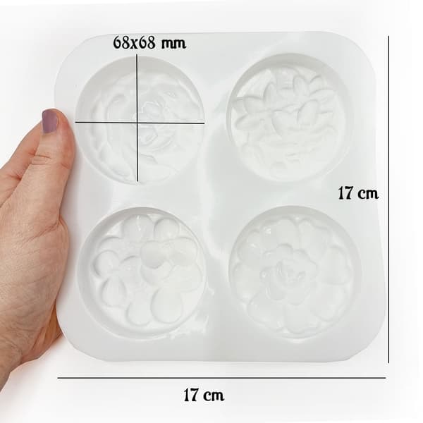 Silikonform Runda Blomstermotiv - 4 st