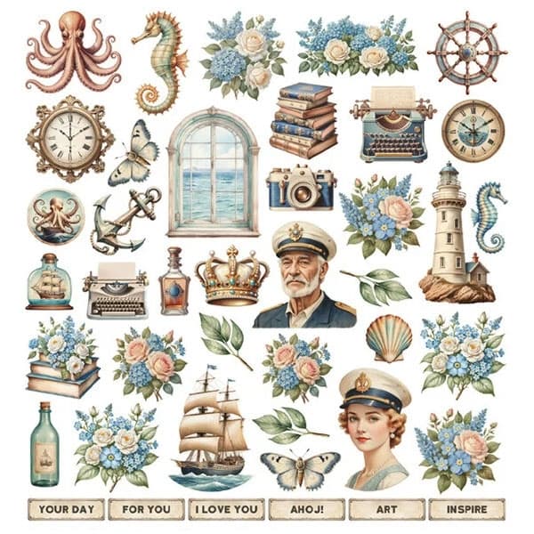 Die Cuts Ephemera 42 st - Old Marina - Scrapboys