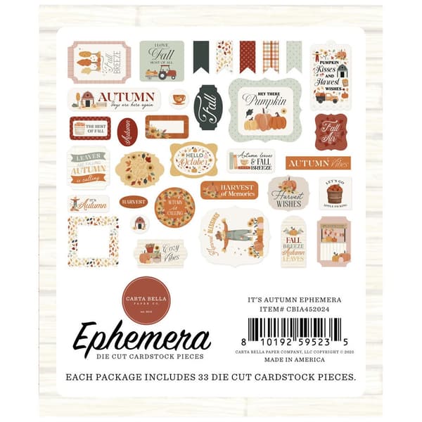 Die Cuts Ephemera Carta Bella - It's Autumn - 33 st