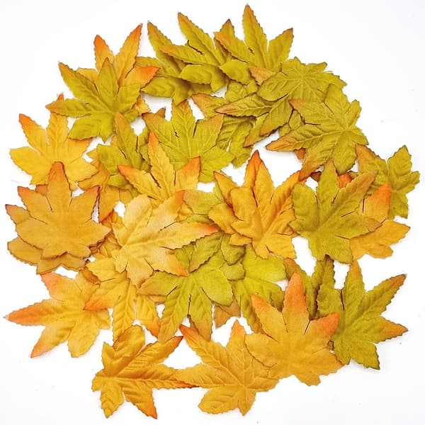 Höstlöv Textil 20 st - Gula & Gröna - 5 cm