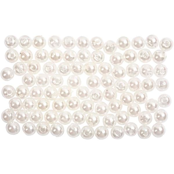 Runda Vaxpärlor 4 mm - Pärlemo Vitt - 150 st