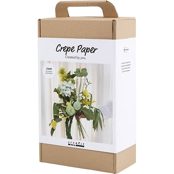DIY Pysselkit Kräppapper - Blommor i Gröna Nyanser