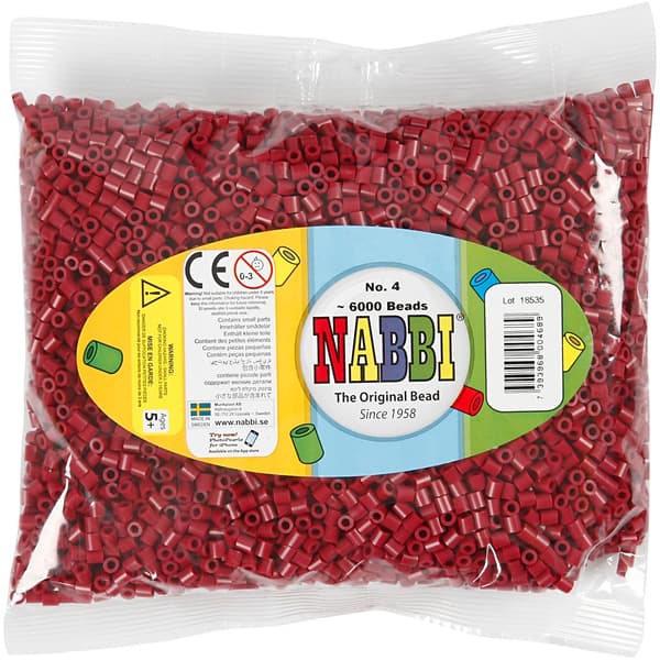 Nabbi Pärlor 6000 st - Vinröd nr 4 - Medium