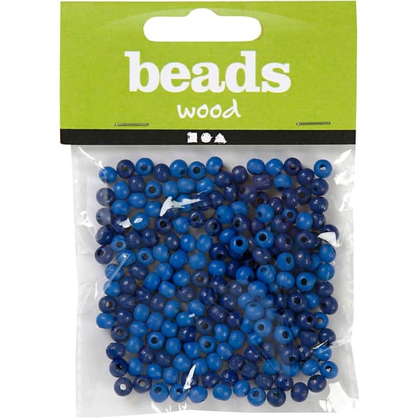Träpärlor - 5 mm - Blå - 6 g - ca 150 st
