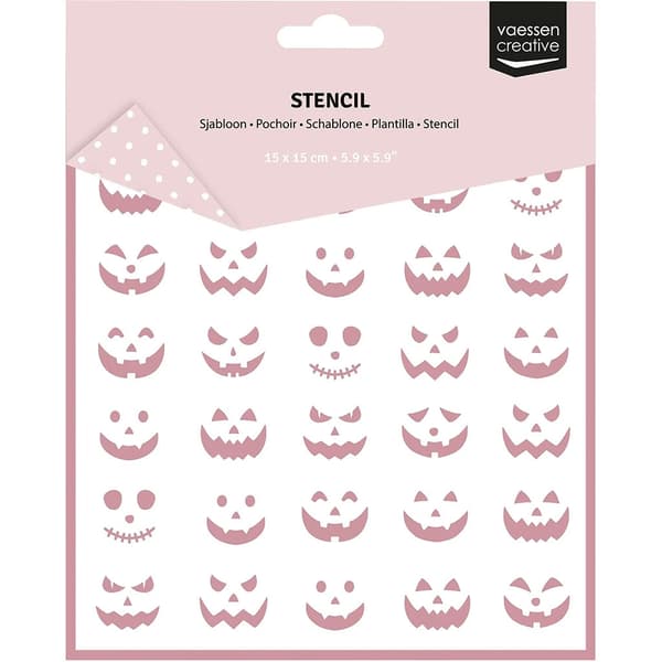 Schablon av Metall - 15x15 cm - Pumpkin Faces - Vaessen