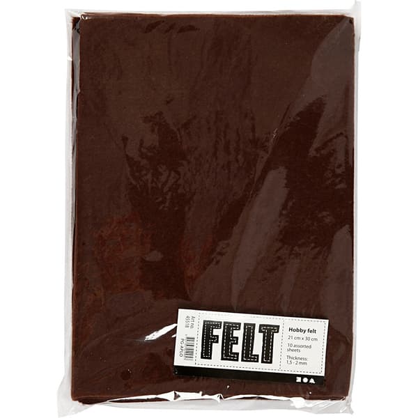 Hobbyfilt - A4 21x30 cm - Brun - 10 ark