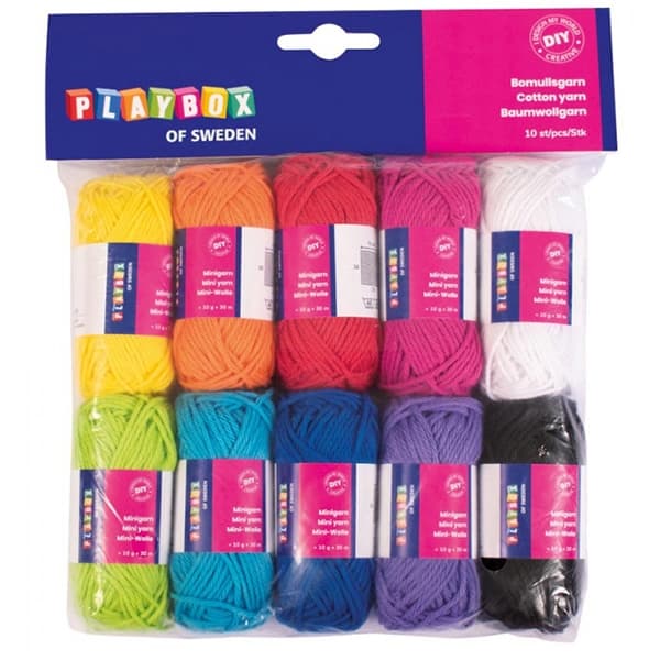 Minigarn Bomull - Basfäger - 10x10 g