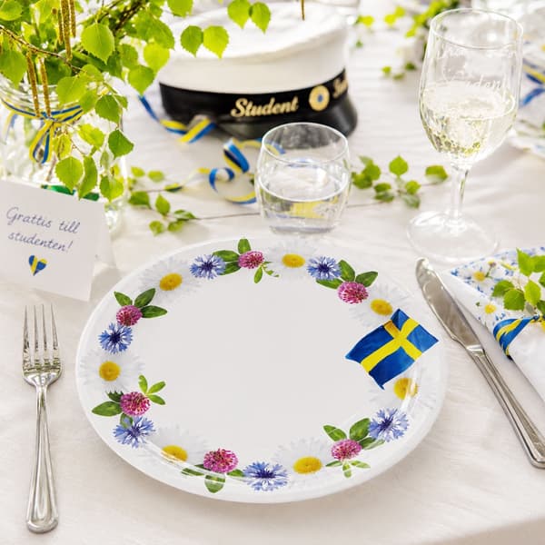 Papperstallrikar 23 cm - 8 st - Sommarkrans