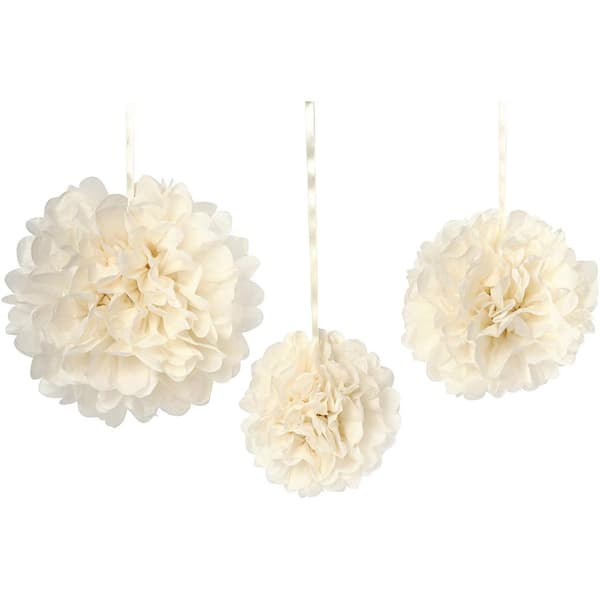 Pompom 3-pack Creme - Happy Moments