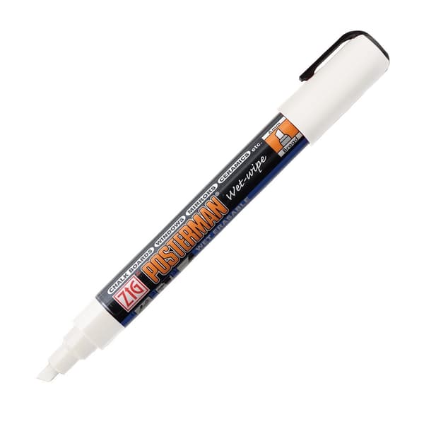 Chalk Penna - ZIG Posterman Wet-Wipe - Vit - 6 mm