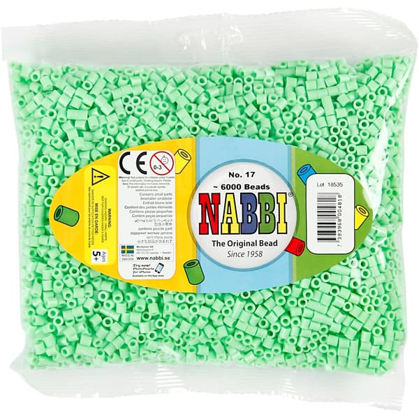 Nabbi Pärlor 6000 st - Pastellgrön - nr 17 - Medium