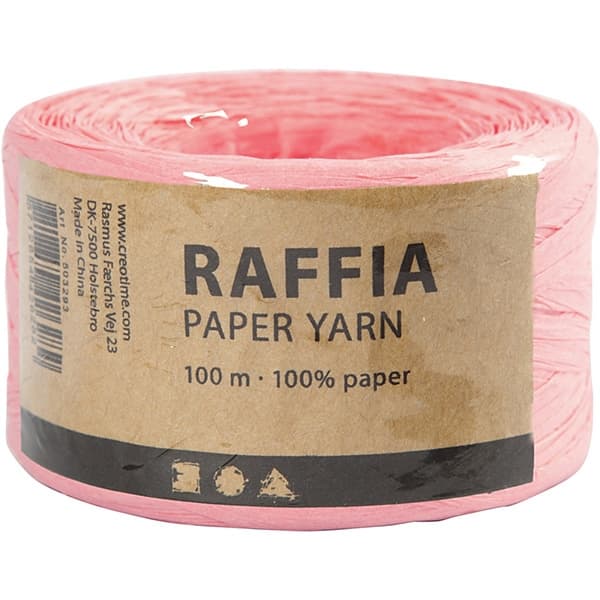 Pappersgarn - Ljusrosa - 100 m - Raffia