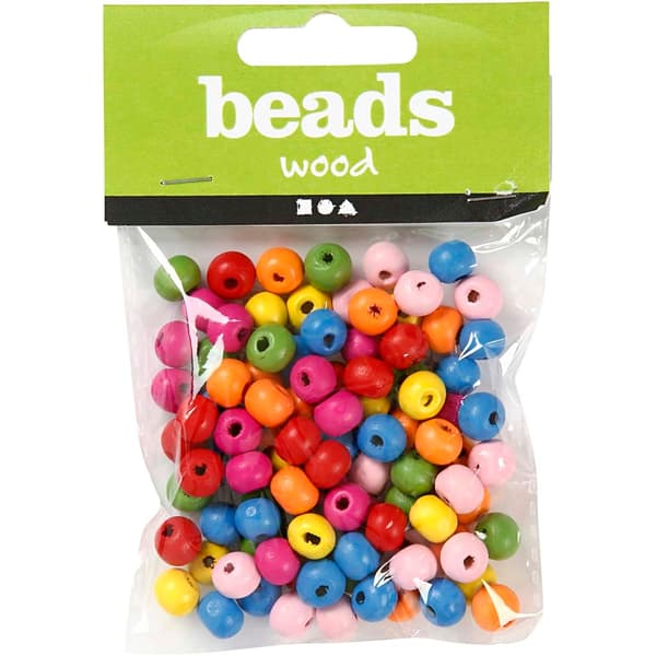Träpärlor - 8 mm - Mixade Vårfärger - 16 g - ca 80 st