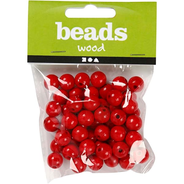Träpärlor - 12 mm - Röd - 22 g - ca 40 st