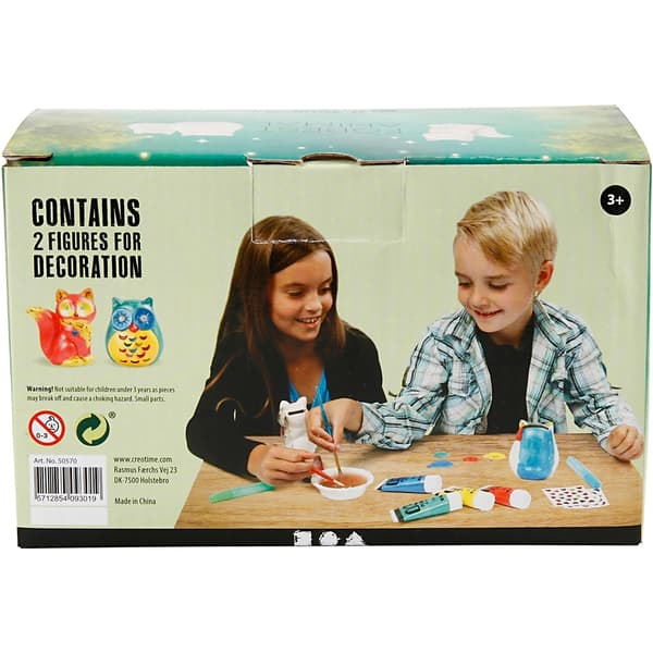 Spardjur - Uggla - H: 9 cm - Vit - 2 st