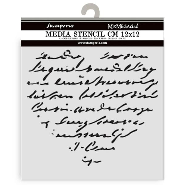 Schablon Stamperia - Heart With Writing - 12x12 cm