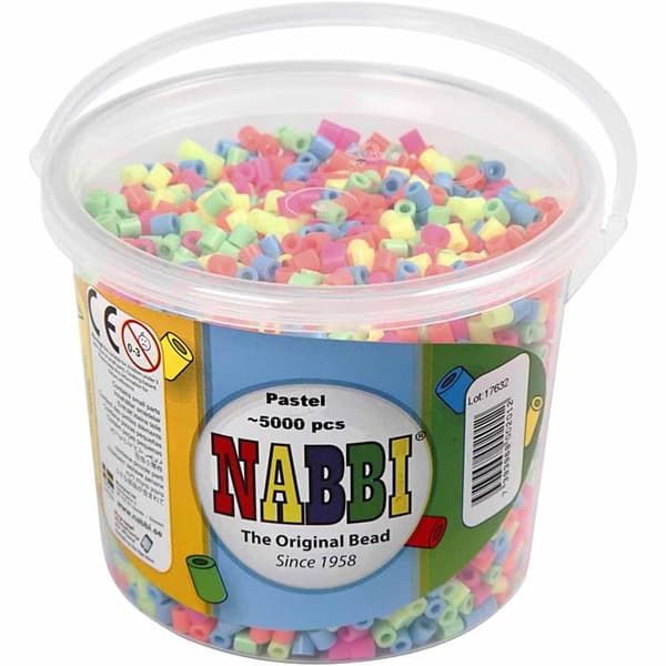 Nabbi Pärlor 5000 st - Pastellfärger i Hink - Medium