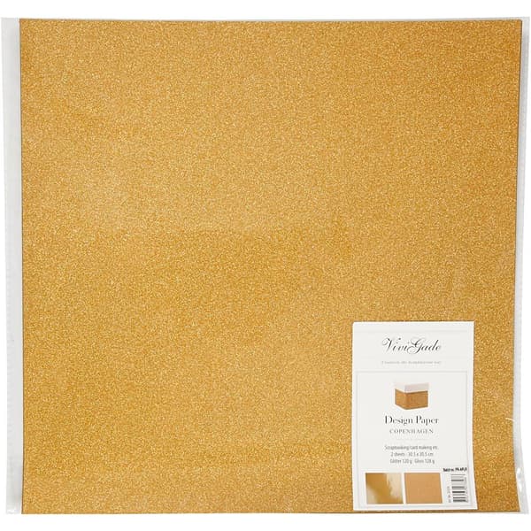 Papper Vivi Gade - 12´x12´ - 2 ark - Glitter Guld