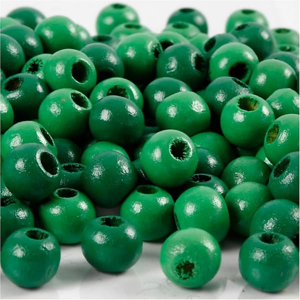 Träpärlor - 8 mm - Grön - 15 g - ca 80 st