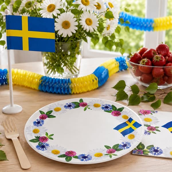 Papperstallrikar 23 cm - 8 st - Sommarkrans